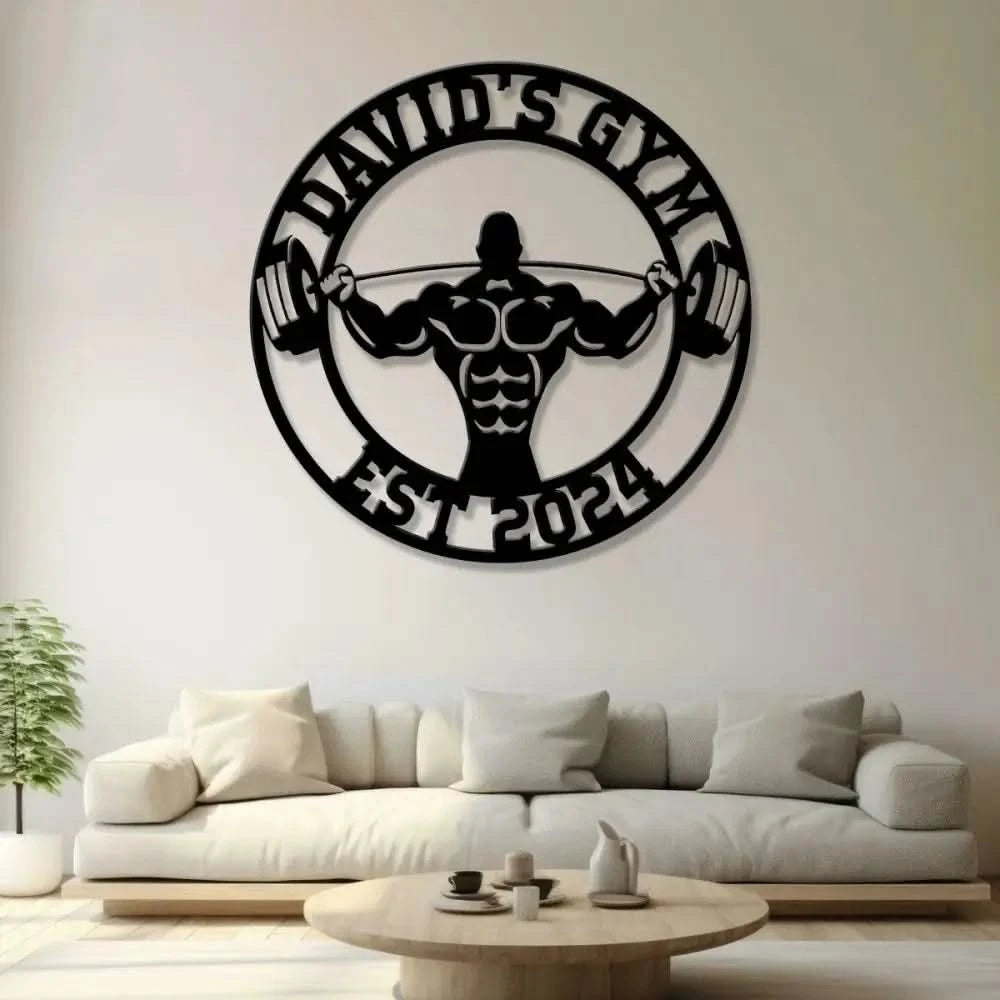 Custom Name Home Gym Metal Sign Powerlifting Metal Wall Art Personalized Home Gym Sign Fitness Decor Gift for Dad