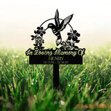 Custom Name Hummingbird Memorial Metal Stake Hummingbird Name Sign Garden Metal Stake Sympathy Gift Outdoor Grave