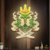 Custom Name King Skull Cannabis Weed Smoking Artwork Led Neon Sign Light