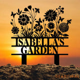 Custom Name Metal Garden Sign Flower Garden Sign Fairy Garden Stake Outdoor Garden Yard Decor Metal Fairy Garden Art