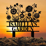 Custom Name Metal Garden Sign Flower Garden Sign Fairy Garden Stake Outdoor Garden Yard Decor Metal Fairy Garden Art