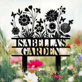 Custom Name Metal Garden Sign Flower Garden Sign Fairy Garden Stake Outdoor Garden Yard Decor Metal Fairy Garden Art