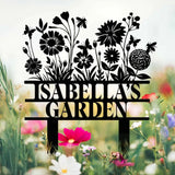 Custom Name Metal Garden Sign Flower Garden Sign Fairy Garden Stake Outdoor Garden Yard Decor Metal Fairy Garden Art
