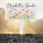 Custom Name Metal Garden Sign Flower Garden Sign Fairy Garden Stake Outdoor Garden Yard Decor Metal Fairy Garden Art