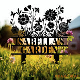 Custom Name Metal Garden Sign Flower Garden Sign Fairy Garden Stake Outdoor Garden Yard Decor Metal Fairy Garden Art