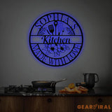 Custom Name Metal Kitchen Sign with Led Light Kitchen Decor Name Kitchen Sign Kitchen Wall Art Pantry Sign Gift for