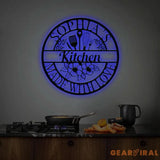 Custom Name Metal Kitchen Sign with Led Light Kitchen Decor Name Kitchen Sign Kitchen Wall Art Pantry Sign Gift for