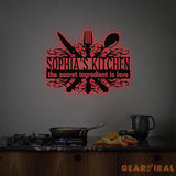 Custom Name Metal Kitchen Sign with Led Light Kitchen Decor Name Kitchen Sign Kitchen Wall Art Pantry Sign Gift for