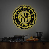 Custom Name Metal Kitchen Sign with Led Light Kitchen Decor Name Kitchen Sign Kitchen Wall Art Pantry Sign Gift for