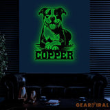 Custom Name Pitbull Metal Sign with Led Light Pitbull Sign Personalized Dog Sign Dog Monogram Dog Mom Gift Dog Gift