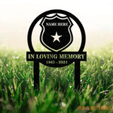 Custom Name Police Badge Memorial Stake Personalized Garden Sign Police Officer Memorial Sign Grave Marker