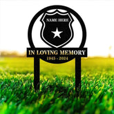Custom Name Police Badge Memorial Stake Personalized Garden Sign Police Officer Memorial Sign Grave Marker
