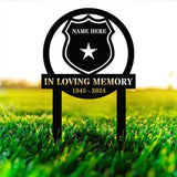 Custom Name Police Badge Memorial Stake Personalized Garden Sign Police Officer Memorial Sign Grave Marker