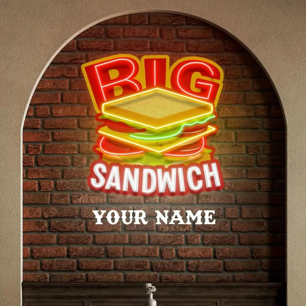 Custom Name Restaurant Fast Sandwich Led Neon Sign Light