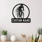 Custom Name Road Bike Metal Sign with Led Light Man Road Bike Racing Wall Art Personalized Cycling Sign Bicycle Wall