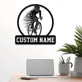 Custom Name Road Bike Metal Sign with Led Light Man Road Bike Racing Wall Art Personalized Cycling Sign Bicycle Wall