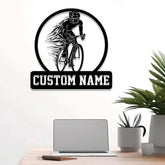 Custom Name Road Bike Metal Sign with Led Light Man Road Bike Racing Wall Art Personalized Cycling Sign Bicycle Wall