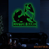 Custom Name Shetland Sheepdog Metal Sign with Led Light Shetland Sheepdog Sign Personalized Dog Sign Dog Monogram Dog