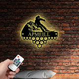 Custom Name Skiing Medal Hanger with Led Light Skiing Player Medal Holder Medal Display Awards Sign Skiing Lover Hanger