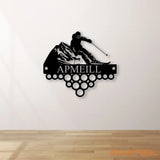 Custom Name Skiing Medal Hanger with Led Light Skiing Player Medal Holder Medal Display Awards Sign Skiing Lover Hanger