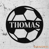 Custom Name Soccer LED Metal Art Sign Light up Soccer Ball Name Metal Sign Multi Color Soccer Art Metal Soccer Wall Art