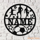 Custom Name Soccer LED Metal Art Sign Light up Soccer Ball Name Metal Sign Multi Color Soccer Art Metal Soccer Wall Art