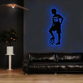 Custom Name Soccer Player Metal Sign Decorative Name Sign Personalized Split Letter Last Name Housewarming Monogram