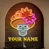 Custom Name Sugar Skull LED Neon Light for Dead Day Festivities