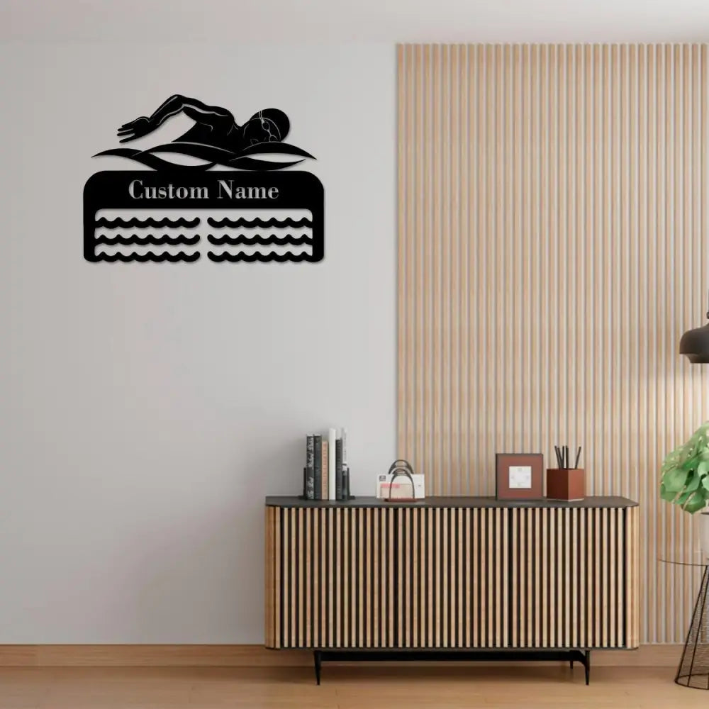 Custom Name Swimming Medal Holder with Led Light Personalized Name of Swimmer Medal Hanger Medal Display Awards Sign
