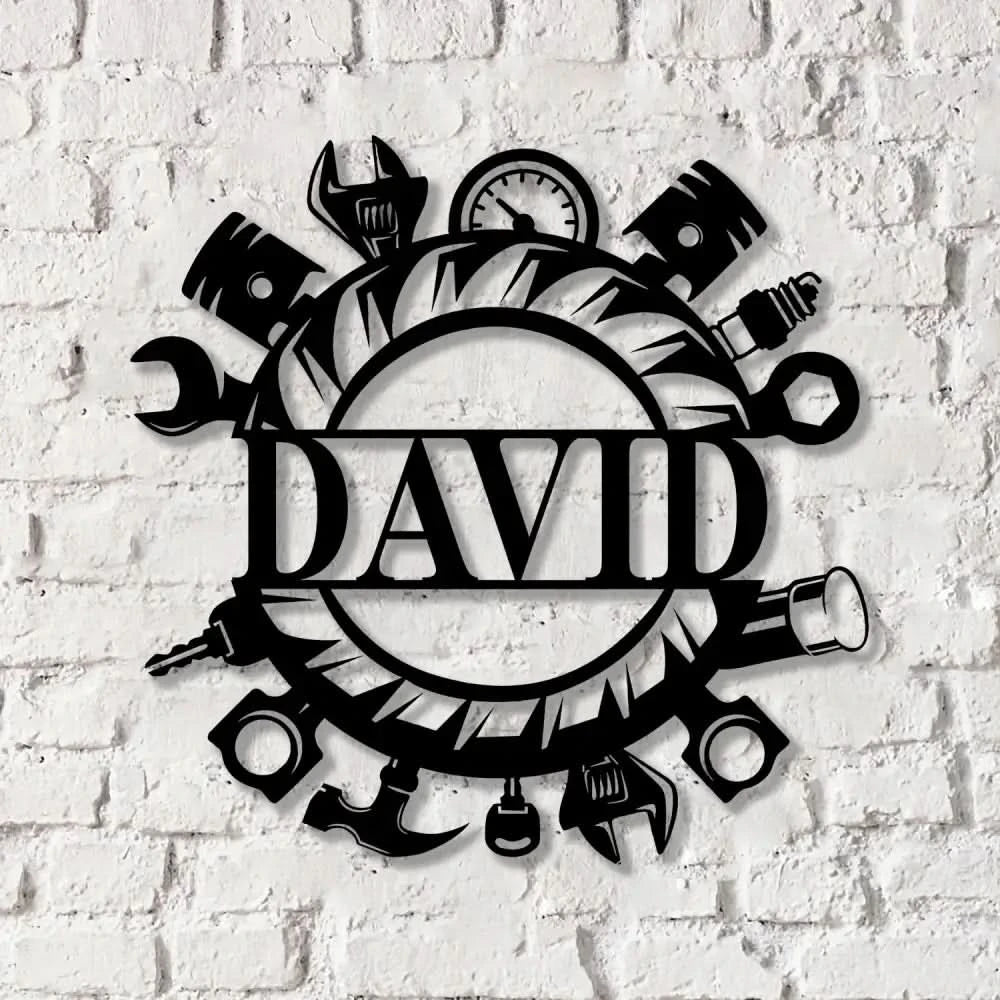 Custom Name Tools Repair Metal Wall Art LED Light Workshop Name Sign Mechanic Tools Decoration - Gearviral
