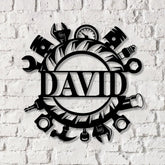 Custom Name Tools Repair Metal Wall Art LED Light Workshop Name Sign Mechanic Tools Decoration - Gearviral