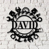 Custom Name Tools Repair Metal Wall Art LED Light Workshop Name Sign Mechanic Tools Decoration - Gearviral