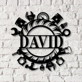 Custom Name Tools Repair Metal Wall Art LED Light Workshop Name Sign Mechanic Tools Decoration - Gearviral