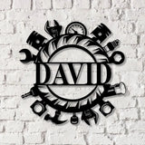 Custom Name Tools Repair Metal Wall Art LED Light Workshop Name Sign Mechanic Tools Decoration - Gearviral