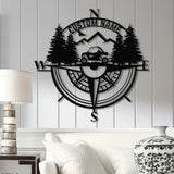 Custom Name UTV Compass Metal Sign with Led Lights Personalized Off-Road Adventure Sign Side by Side LED Wall Art