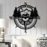 Custom Name UTV Compass Metal Sign with Led Lights Personalized Off-Road Adventure Sign Side by Side LED Wall Art
