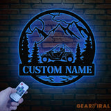 Custom Name UTV Metal Sign with Led Lights Personalized Off-Road Adventure Sign Side by Side LED Wall Art Mountain UTV