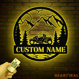 Custom Name UTV Metal Sign with Led Lights Personalized Off-Road Adventure Sign Side by Side LED Wall Art Mountain UTV