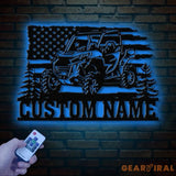 Custom Name UTV Metal Sign with Led Lights Personalized Off-Road Adventure Sign Side by Side LED Wall Art Mountain UTV