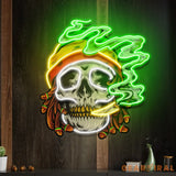 Custom Name Weed Skull Smoke Cannabis Jamaican Artwork Led Neon Sign Light