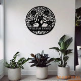 Custom Name Welcome Family Tree of Life Metal Sign - Custom Wall Art Decor - Personalized Olive Tree Door Hanging