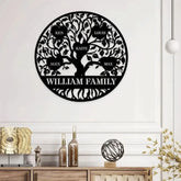 Custom Name Welcome Family Tree of Life Metal Sign - Custom Wall Art Decor - Personalized Olive Tree Door Hanging