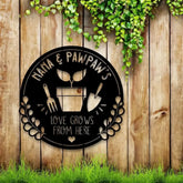 Custom Nana’s Love Grows Here Metal Sign Personalized Garden Name Sign Garden Decor Gardeners Gift Yard Sign Gift for