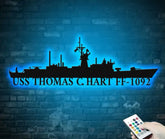 Custom Navy Ships Metal Wall Art with LED Lights - Personalized Gift for Navy Veterans - US Navy Ship Silhouette - US