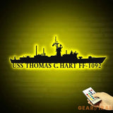 Custom Navy Ships Metal Wall Art with LED Lights - Personalized Gift for Navy Veterans - US Navy Ship Silhouette - US