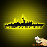 Custom Navy Ships Metal Wall Art with LED Lights - Personalized Gift for Navy Veterans - US Navy Ship Silhouette - US