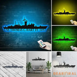 Custom Navy Ships Metal Wall Art with LED Lights - Personalized Gift for Navy Veterans - US Navy Ship Silhouette - US