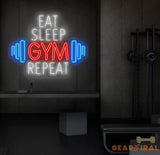 Custom Neon Sign - Eat Sleep Gym Repeat LED Sign - Motivational Fitness Quote for Gym Wall Decor - Perfect for Home Gym