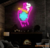 Custom Neon Sign Tripping Smoking Hand Led Light Trippy Art Stoner Wall Decor Art For Home Smoking Hand With Eye Neon