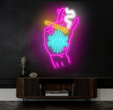 Custom Neon Sign Tripping Smoking Hand Led Light Trippy Art Stoner Wall Decor Art For Home Smoking Hand With Eye Neon